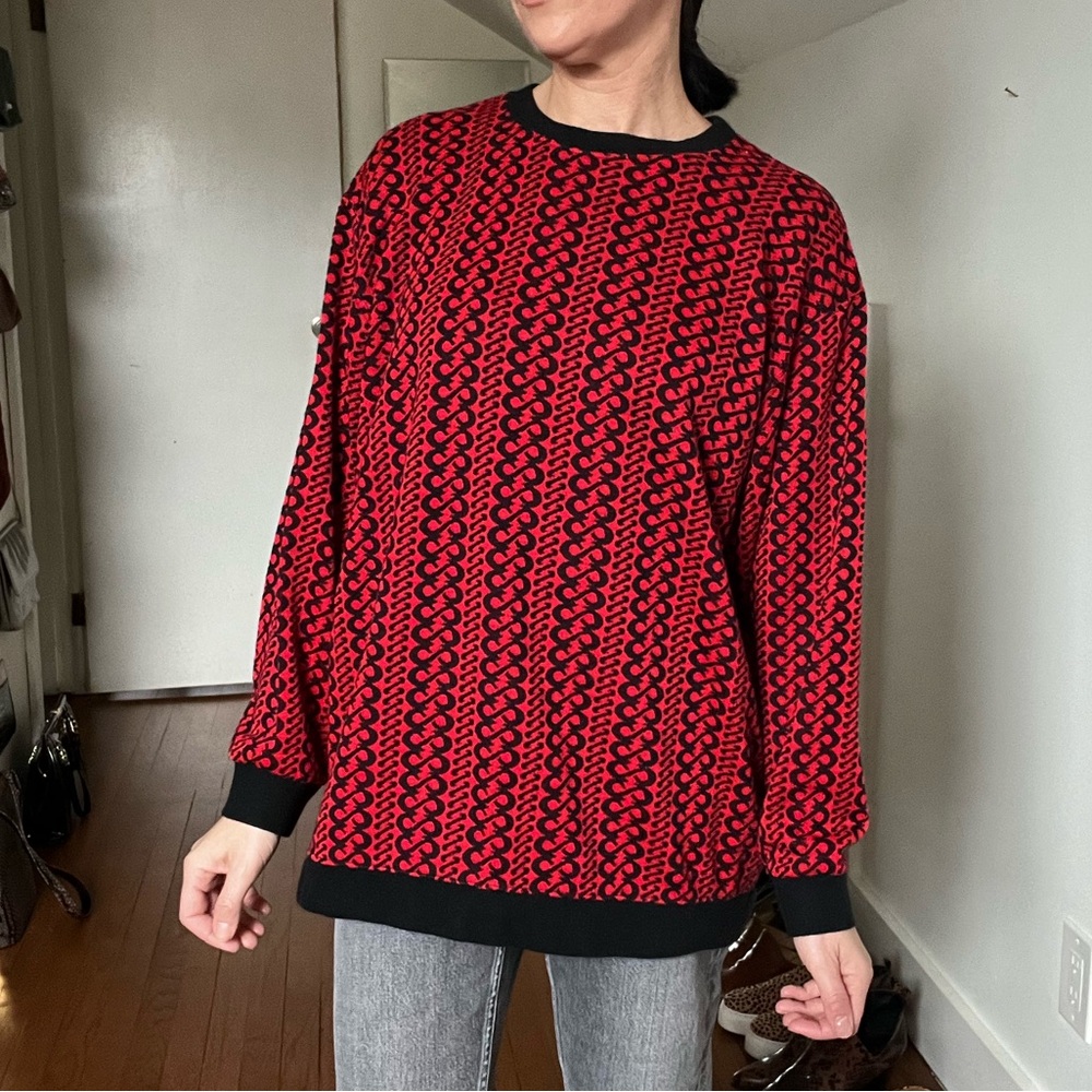 Vintage Cathy Daniels Red and Black Patterned Sweater